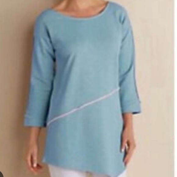 Soft Surroundings Asymmetrical Hem Cozy Boho Coastal Tunic Sz M - Picture 7 of 7